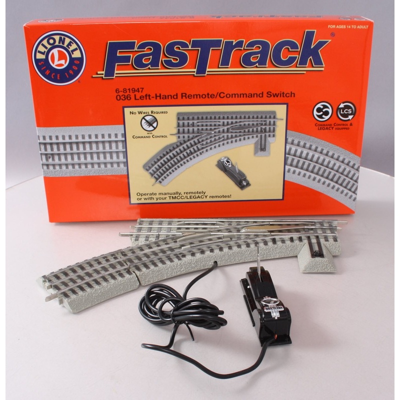 Lionel 6-81947 O-36 Remote Left Hand FasTrack Switch Turnout EX/Box