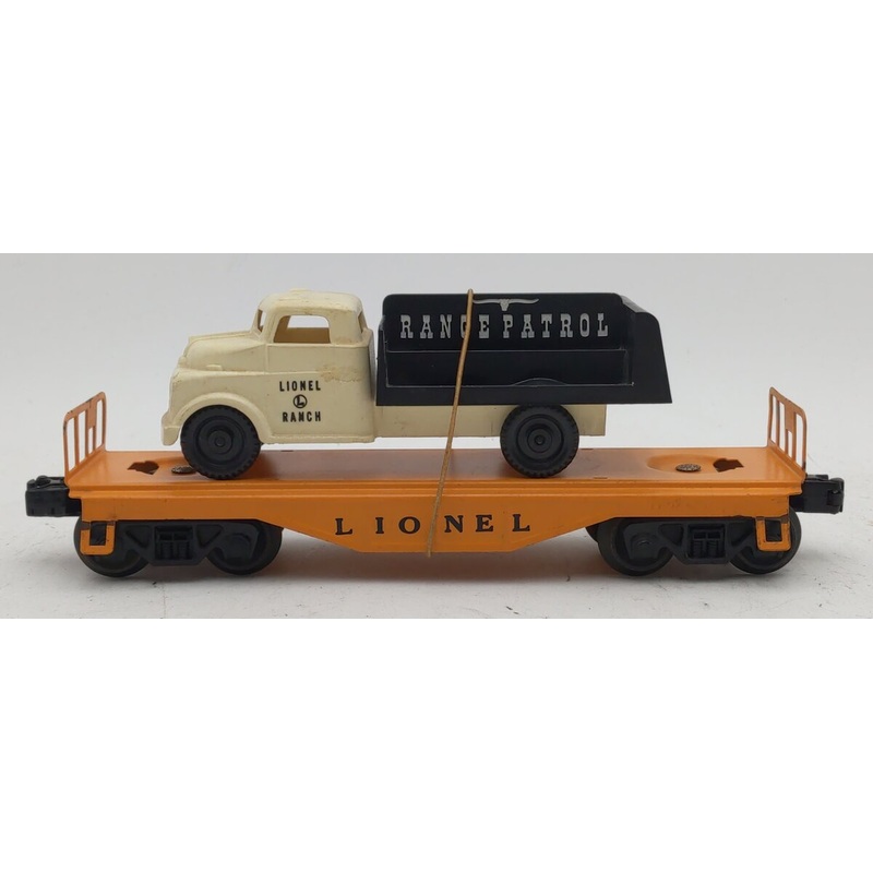 Lionel 6151 Vintage O Flatcar with Range Patrol Truck EX
