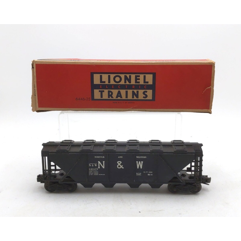 Lionel 6446-25 Vintage O Norfolk & Western Black Covered 4-Bay Hopper VG/Box