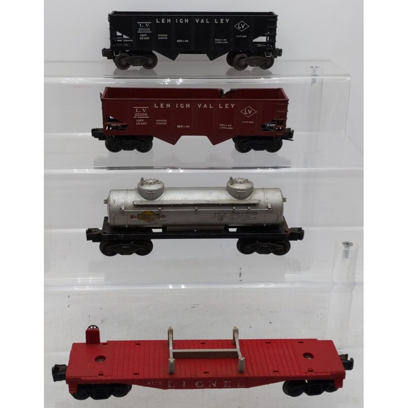 Lionel O Gauge Vintage Assorted Freight Cars #6175/#25000/#25000/#6465 [4] VG