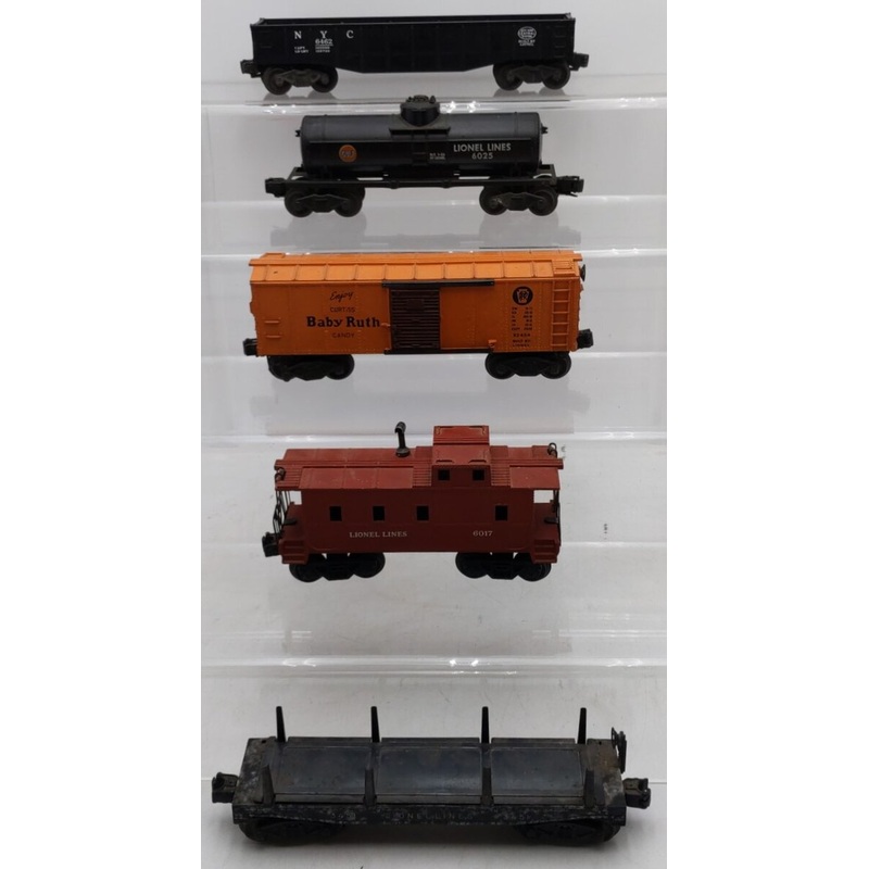Lionel O Vintage Assorted Freight Cars #6017/#x2454/#3451/#6025/#6462 [5] VG