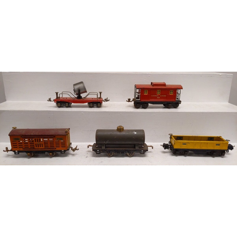 Lionel Vintage O Prewar Freight Cars: 804, 657, 620, 806, 3652 [5] VG
