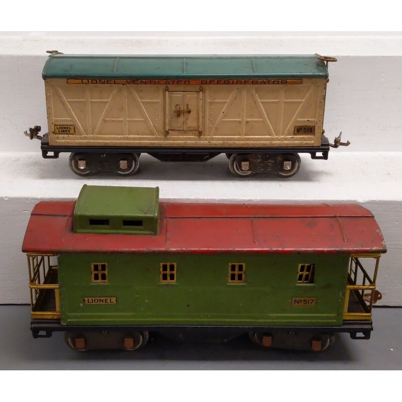 Lionel Vintage Standard Gauge Tinplate Freight Cars: 514, 517 [2] VG