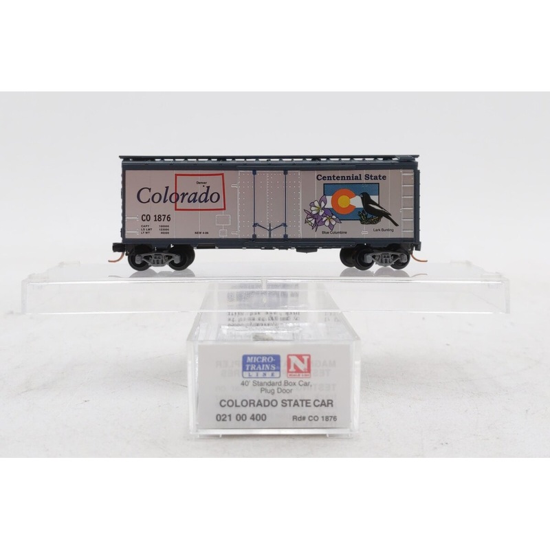Micro-Trains 02100400 N Colorado State Car 40′ Standard Plug Door Boxcar #1876 LN/Box