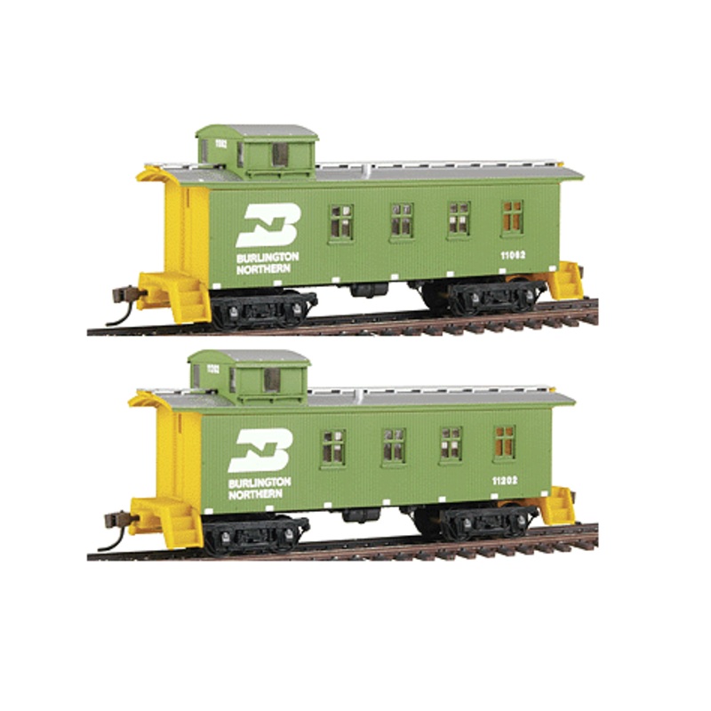 Walthers 932-27563 HO Scale Burlington Northern 30′ 4 Window Caboose 2 Pack LN/Box