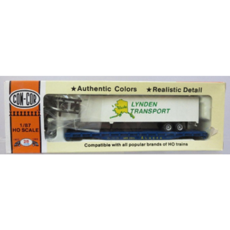 Con-Cor 0001-009172 HO Alaska RR Flatcar 54′ TOFC Kit 45′ Lynden Trailer