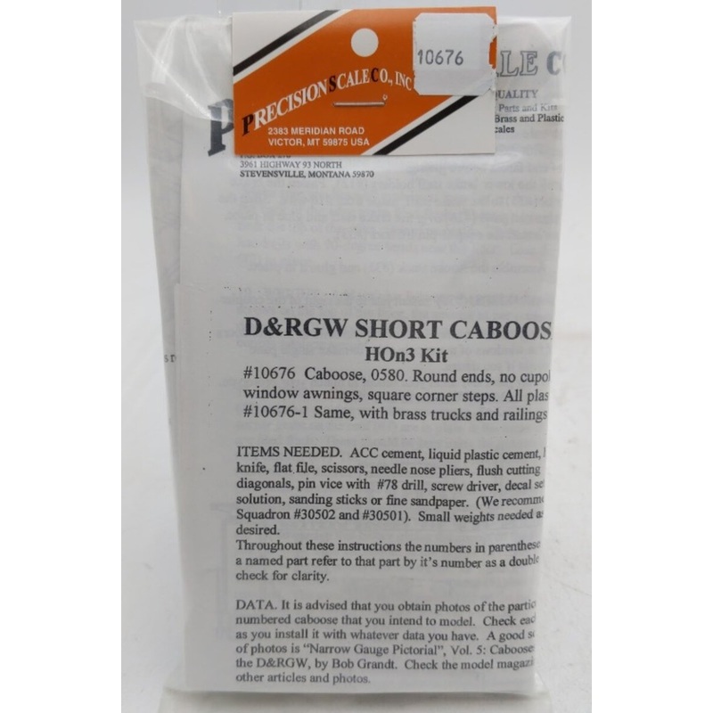 Precision Scale Company 10676 HOn3 Denver & Rio Grande Western Short Caboose Kit