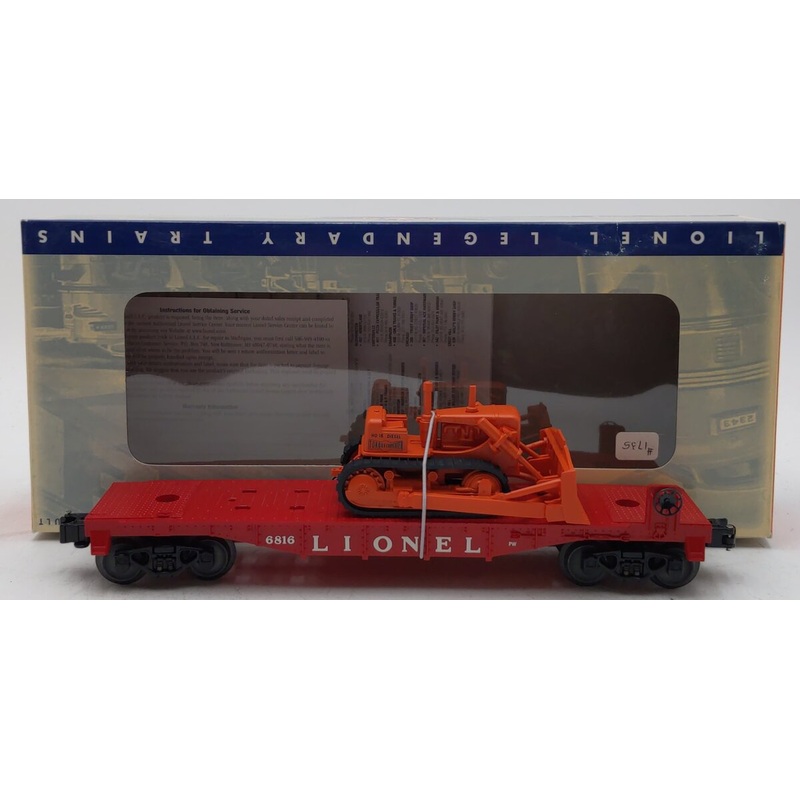 Lionel 6-26023 O Gauge PWC 6816 Flatcar w/ Bulldozer LN/Box