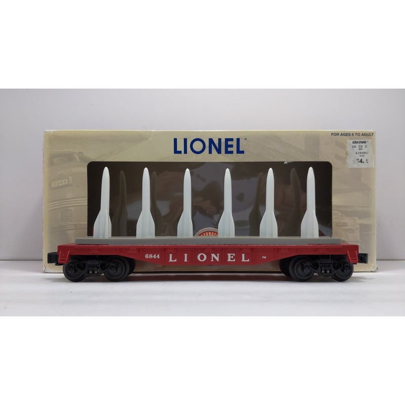 Lionel 6-39458 O Gauge PWC Red Flatcar w/ 6 Missiles #6844 EX/Box