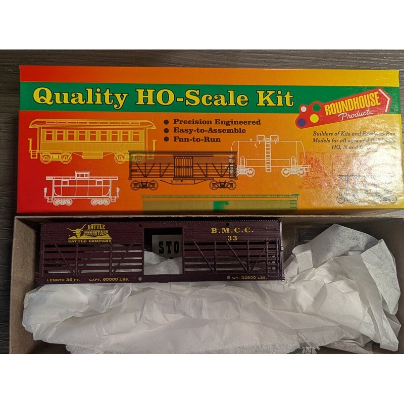 Roundhouse 03277 HO Scale Battle Mountain Cattle Company 36′ Old Time Stock Car