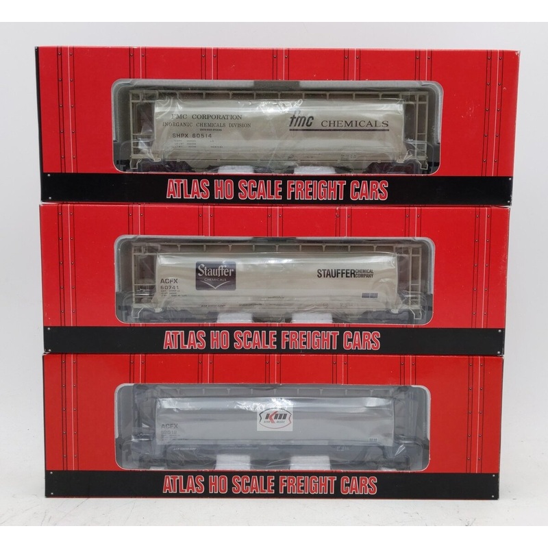 Atlas 1120 HO Scale Private Owners 3-Bay Hopper 3-Pack: #60514, #62012, #60741 MT/Box
