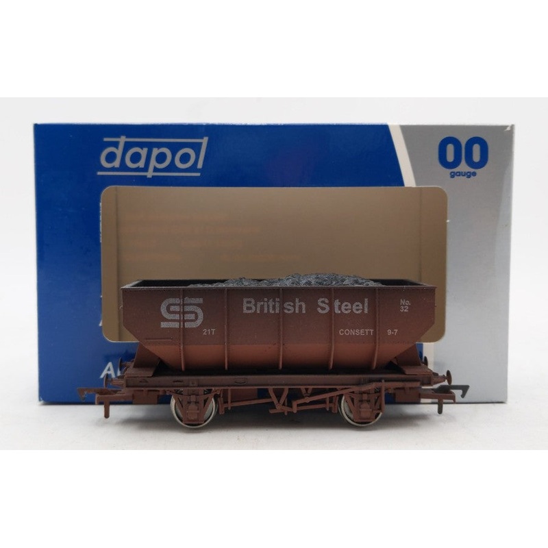 Dapol OO Gauge Weathered British Steel 21 Ton Hopper Car #32 LN/Box