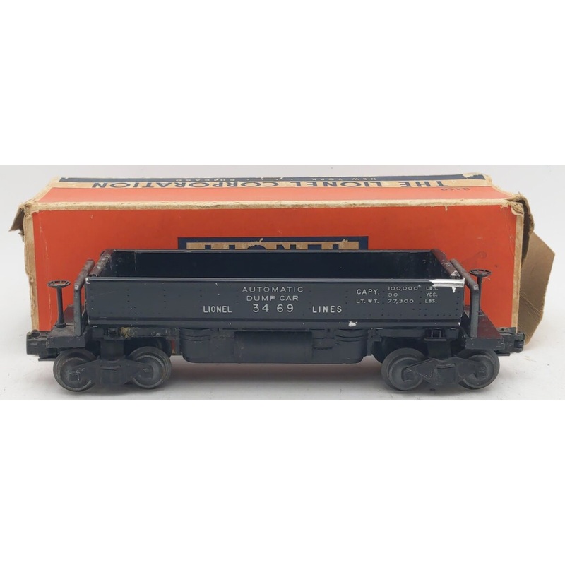 Lionel 3469 Vintage O Lionel Lines Black Automatic Dump Car VG/Box