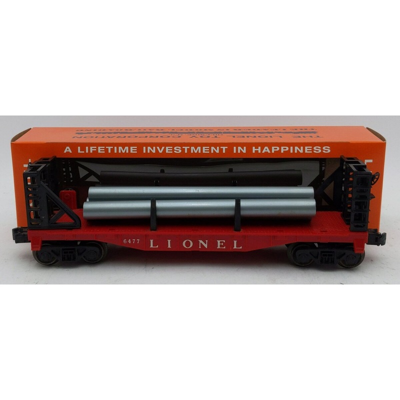 Lionel 6477 Vintage O Bulkhead Car w/ Pipes VG/Box