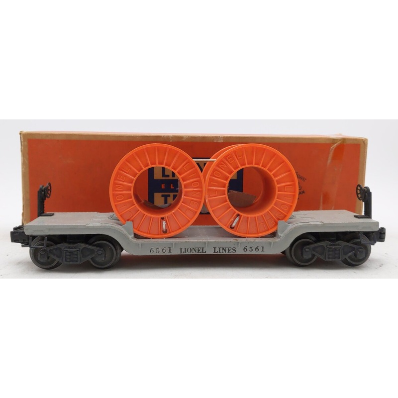 Lionel 6561 Vintage O Lionel Lines Depressed Center Flatcar w/Cable Reels VG/Box