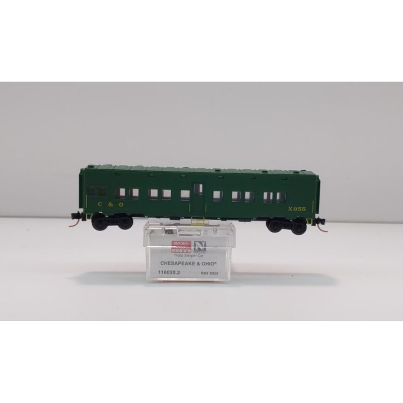 Micro-Trains 11600032 N Chesapeake & Ohio 50′ Troop Sleeper Car #X955 LN/Box