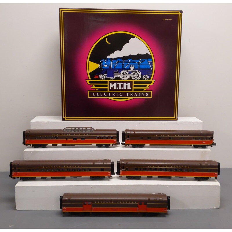MTH 20-6561 O Illinois Central 70′ Streamlined Passenger Car Set (Set of 5) LN/Box