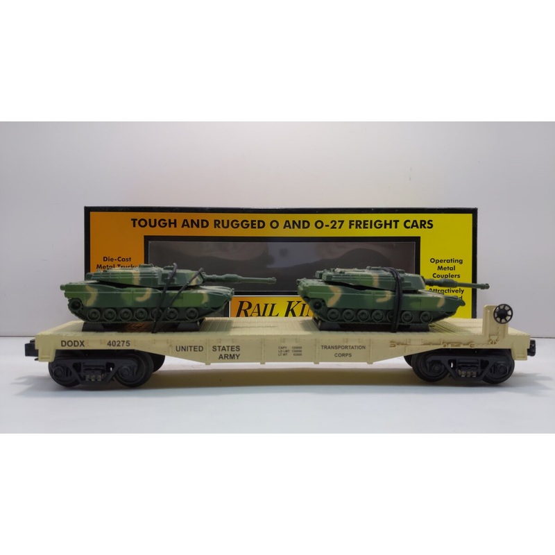MTH 30-76040 O Gauge Army Flatcar w/2 M1a Tanks #40275 LN/Box