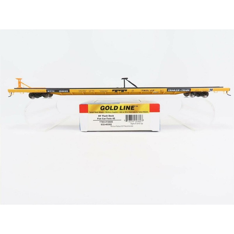 Walthers 932-40302 HO ’89 Flush Deck Flat Car-Twin 45 TTWX #158685 Gold Line LN/Box