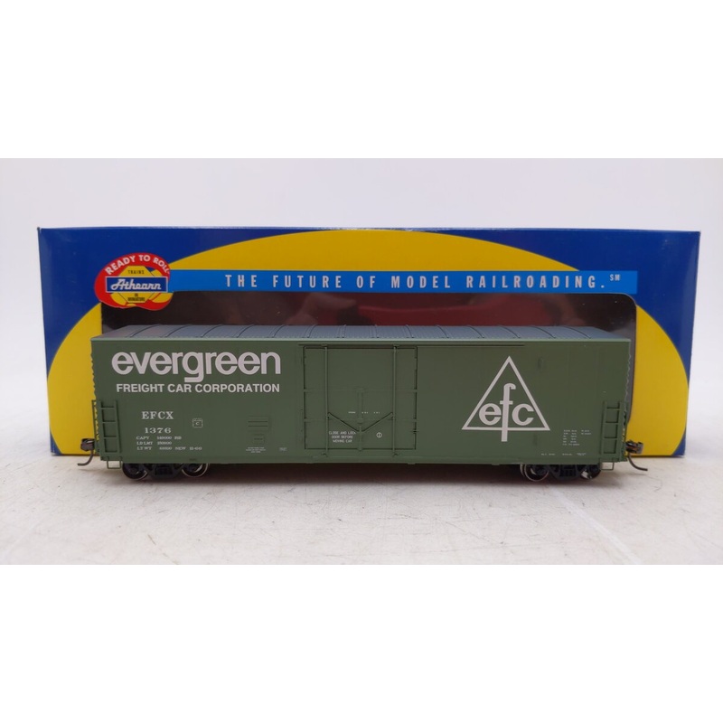Athearn 88955 HO Scale Evergreen 50′ P.C. & F. Plug Door Box Car #1376 EX/Box