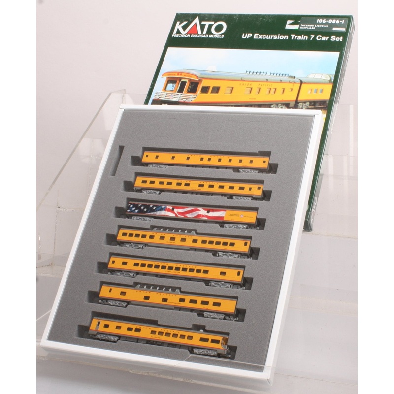 Kato 106-086-1 N UP Excursion Train 7-Car Set w/ Installed Lighting LN/Box