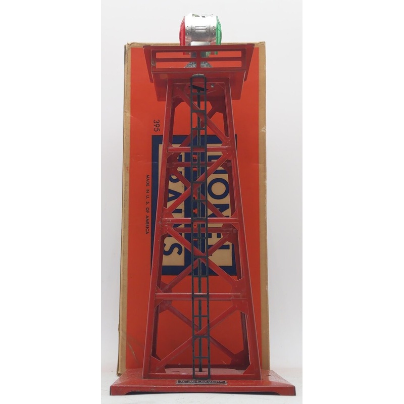 Lionel 395 Vintage O 4 Light Red Metal Floodlight Tower EX/Box