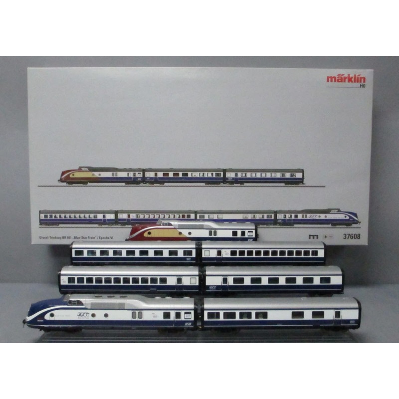 Marklin 37608 HO Blue Star Train Class 601 Diesel Railcar Train Set w/Sound NIB