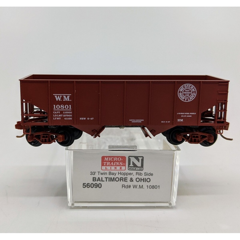 Micro-Trains 05600090 N Baltimore & Ohio 33′ Twin Bay Rib Side Hopper #10801 NIB