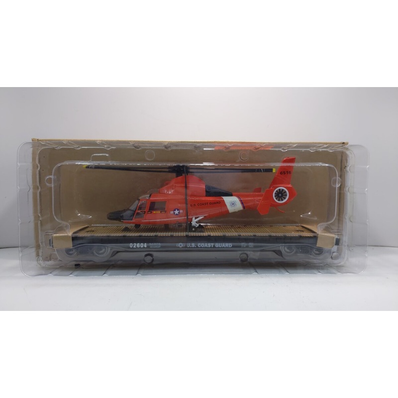 Menards 279-3396 O US Coast Guard Flat Car w/  Helicopter Load #02604/6516 LN/Box