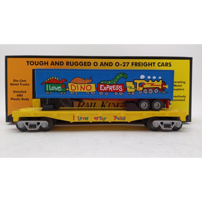 MTH 30-7675 O Gauge I Love Toy Trains Flatcar w/ Trailer EX/Box