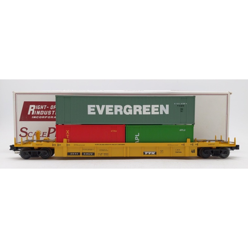 Right-of-Way 54528 O TTX Stack Car w/Intermodal Containers EX/Box