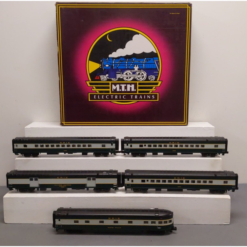MTH 20-6560 O Erie 70′ Streamlined Passenger Car Set (Set of 5) VG/Box