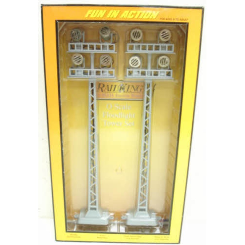 MTH 30-11039 O Floodlight Tower Set (Set of 2) EX/Box