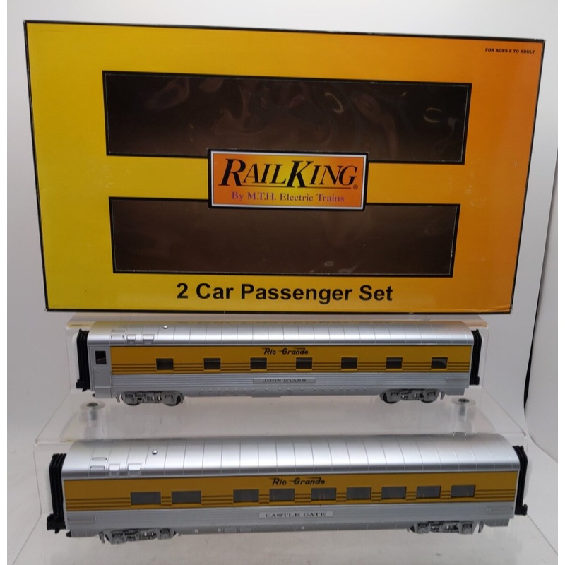 MTH 30-67233 O Denver Rio Grande 2-Car 60′ Streamlined Sleeper/Diner EX/Box