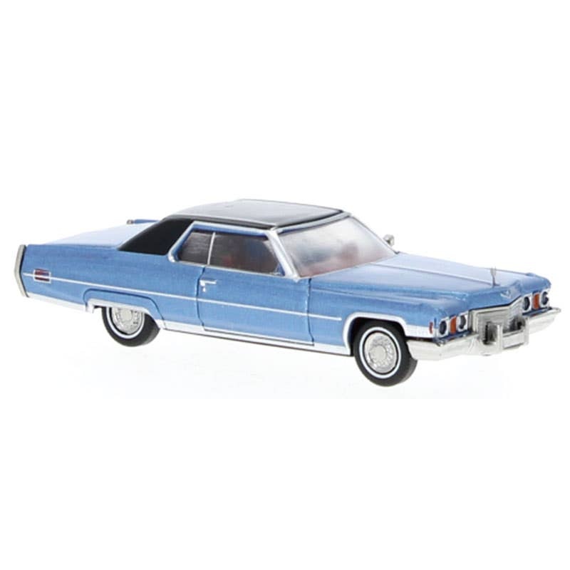 Brekina Automodelle 18128 HO Assembled Light Blue 1972 Cadillac Coupe DeVille