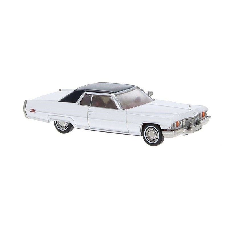 Brekina Automodelle 18129 HO White/Dark Blue 1972 Cadillac Coupe DeVille