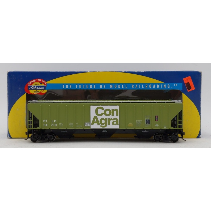 Athearn 7160 HO Scale Con Agra 54′ PS 3-Bay Hopper #34710 EX/Box