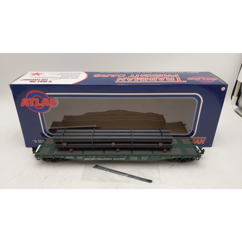 Atlas 2002009-2 O Gauge British Columbia Railway Flat Car W/ Load #1441 EX/Box