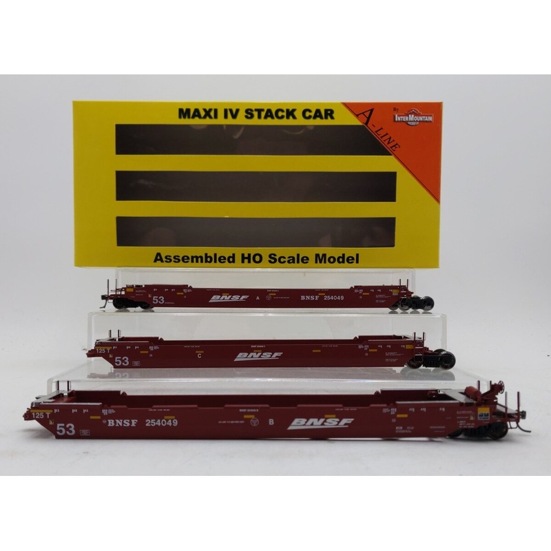 InterMountain 47366-03 HO Scale BNSF Maxi IV Stack Car #254049 3-Pack LN/Box