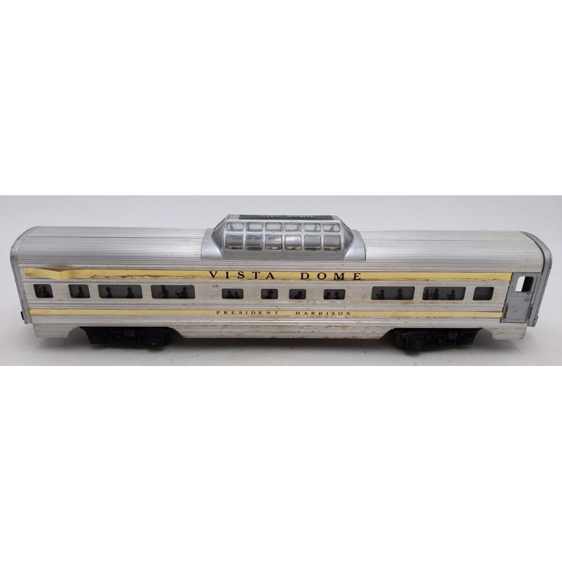 Lionel 2522 Vintage O President Harrison Gold Strip Aluminum Vista Dome Car VG