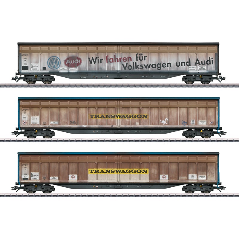 Marklin 48063 HO Transwaggon Sliding Wall Boxcar Set NIB