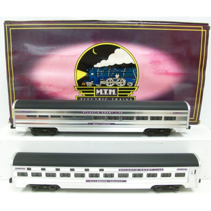 MTH 20-6601 O Atlantic Coast Line 70′ Aluminum Sleeper/Diner Set (Set of 2) LN/Box
