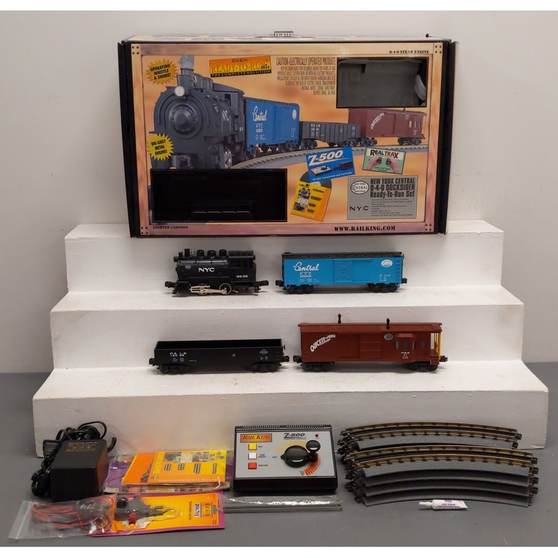 MTH 30-4057-0 NYC RailKing 0-4-0 Dockside O Gauge Steam Train Set with Whistle EX/Box