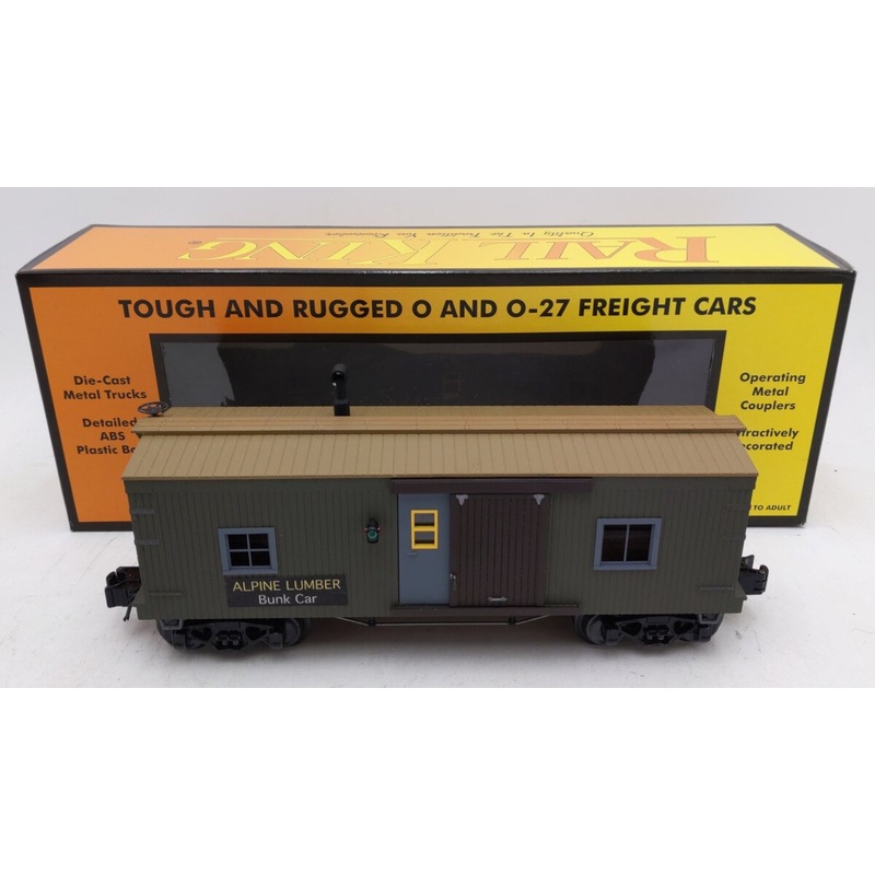 MTH 30-7439 O Gauge Alpine Lumber 19th Century 34′ Bunk Car (Custom) EX/Box