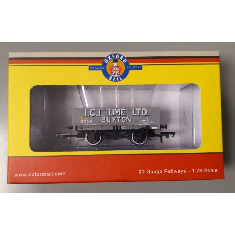 Oxford Rail 0R76MW5005 OO Gauge ICI Lime Ltd. Buxton 5 Plank Mineral Wagon #3035 LN/Box