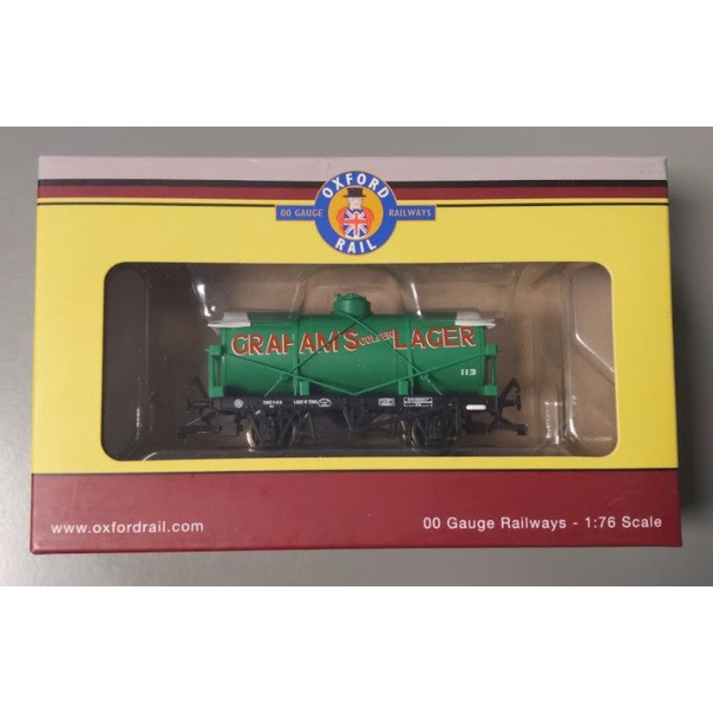 Oxford Rail OR76TK2006 OO Gauge Graham’s Golden Lager 12 Ton Tank Wagon #113 LN/Box
