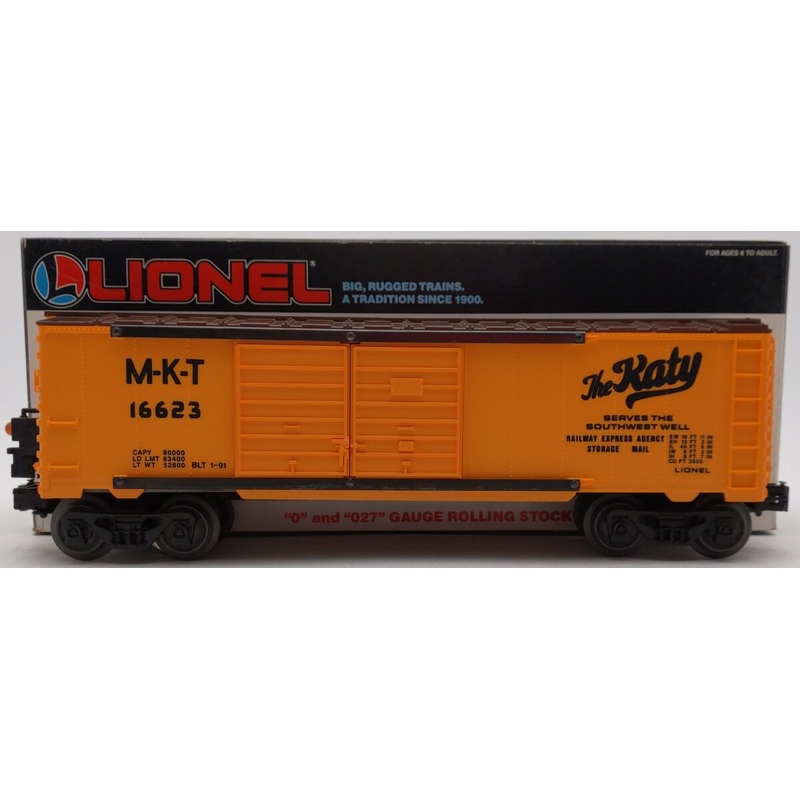 Lionel 6-16623 O Gauge Katy Double Door Boxcar with End-Of-Train Device EX/Box