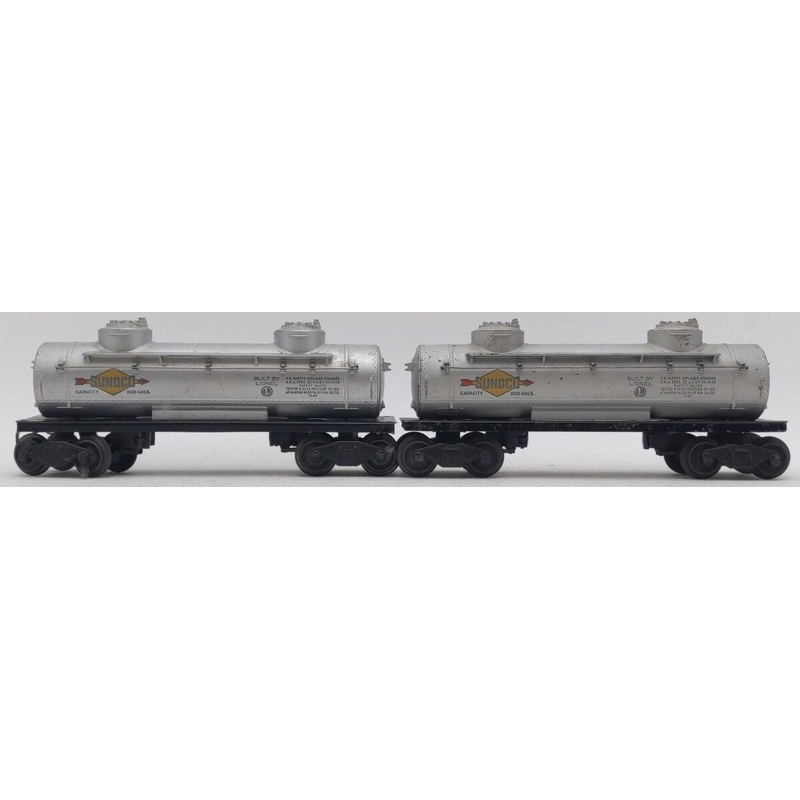 Lionel 6465 O Gauge Sunoco Double Dome Tank Cars (2) VG