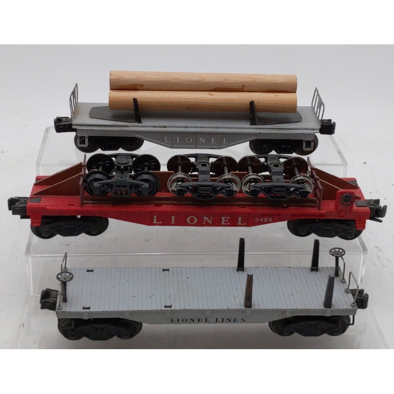 Lionel O Gauge Vintage Assorted Flat Cars- #6111/3460/2411 [3] EX