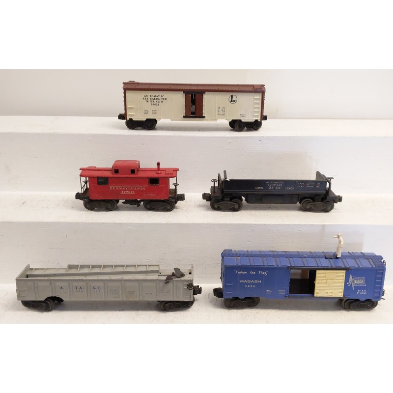 Lionel Vintage O Assorted Freight Cars #3424, #356225, #3469, #477618, #36621 VG